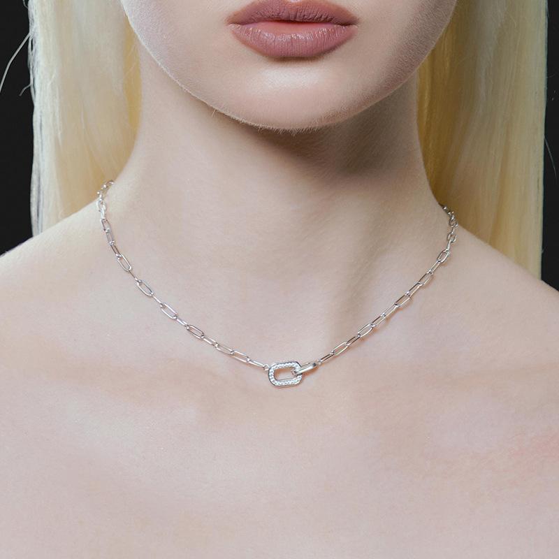 Full Diamond Double Ring Necklace Niche Design Clavicle Chain Lamp Luxury Cold Wind Pendant Premium Durable Quality
