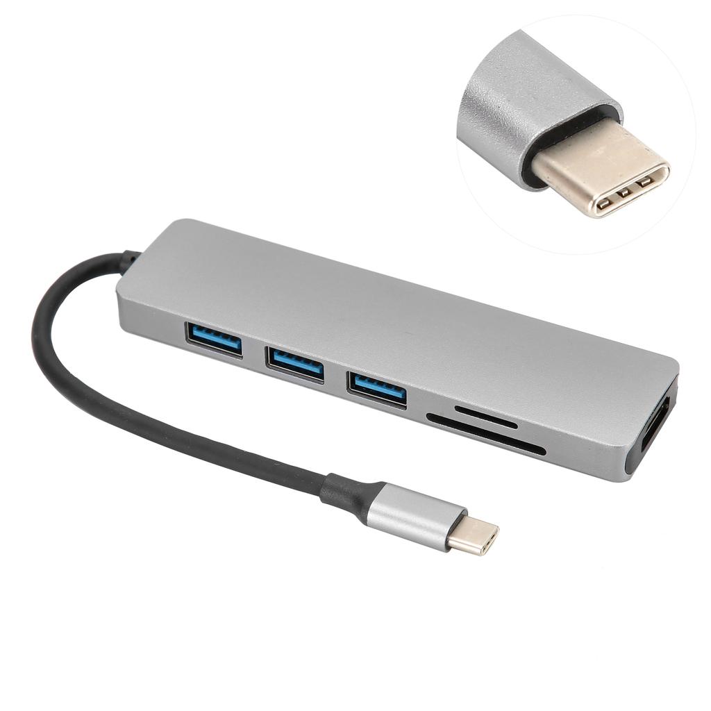6 In 1 TypeC to HD Multimedia Interface Hub Adapter Converter USB3.0 Video o Interface