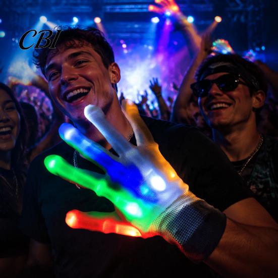 Nachtclub Rave Ausrüstung LED Leuchtende Handschuhe mit 6 Blinkmodi, Requisiten für Fotografie Leuchten Halloween Weihnachtsfeier, Konzert Festival Kostüm
