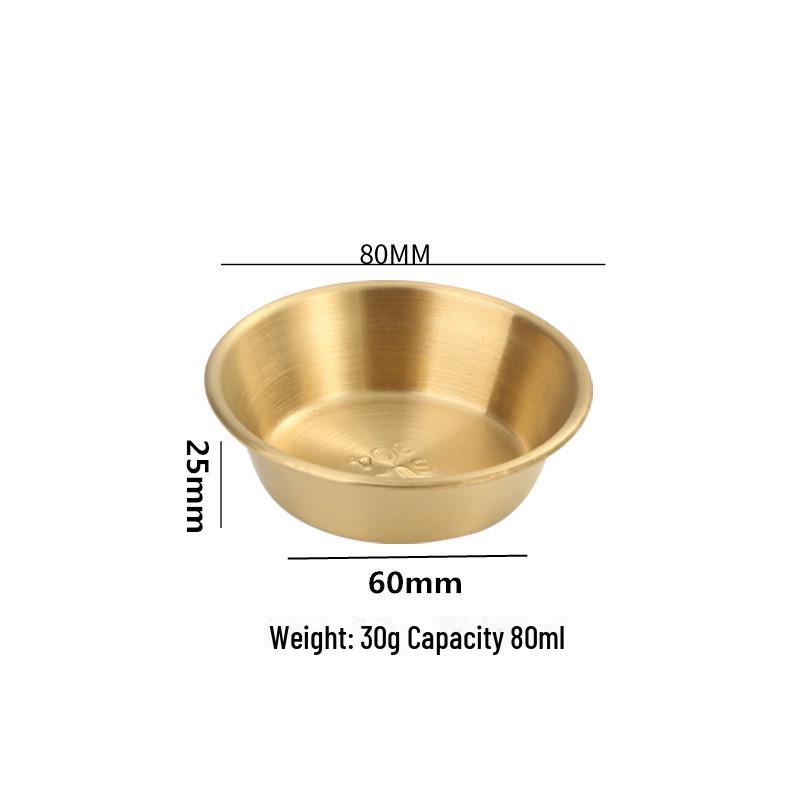 Petite assiette ronde en acier inoxydable 304 pour assaisonnement, steak, salade ou sauce.