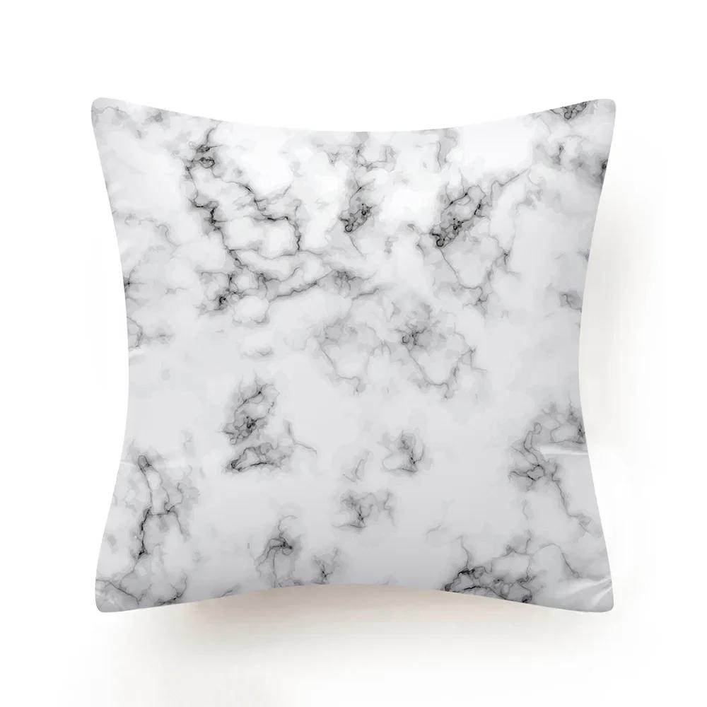 Nieuwe Zwart Witte Marmeren Textuur Kussensloop 30X50/40X40/45X45CM Ultrazacht Lendenkussenhoes Bank Stoel Sierkussens Decor Huis 50x50cm