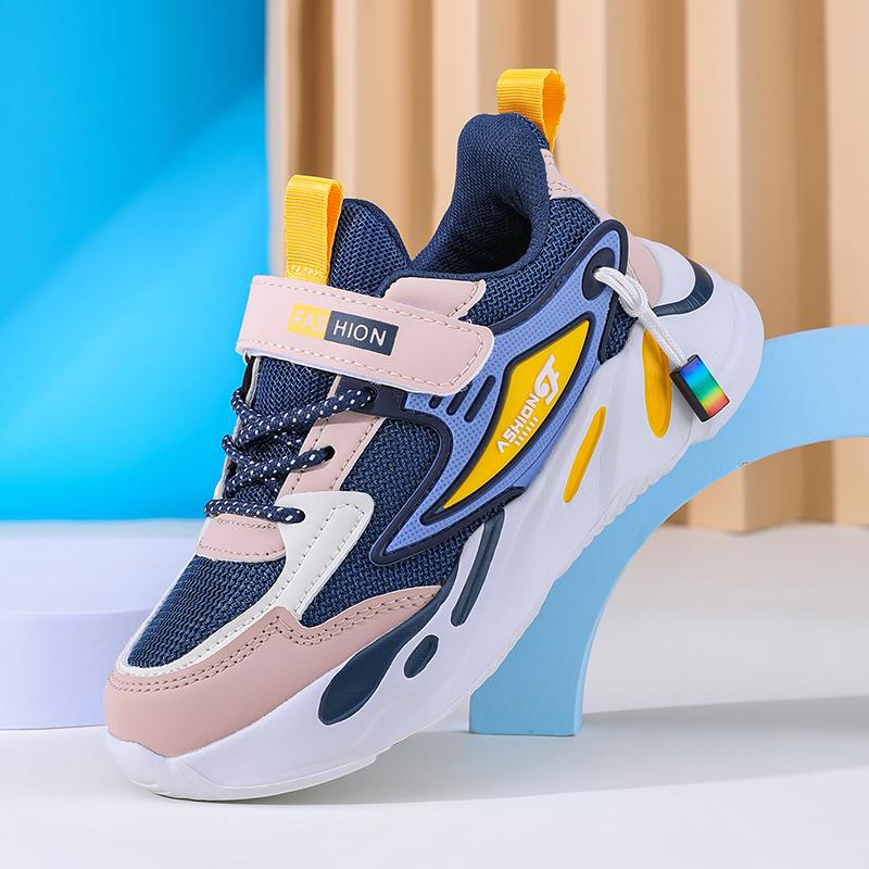 Zapatos Casuales de Cuero Populares para Niños Zapatilla Transpirable de Malla Calzado de Tendencia de Moda para Correr al Aire Libre