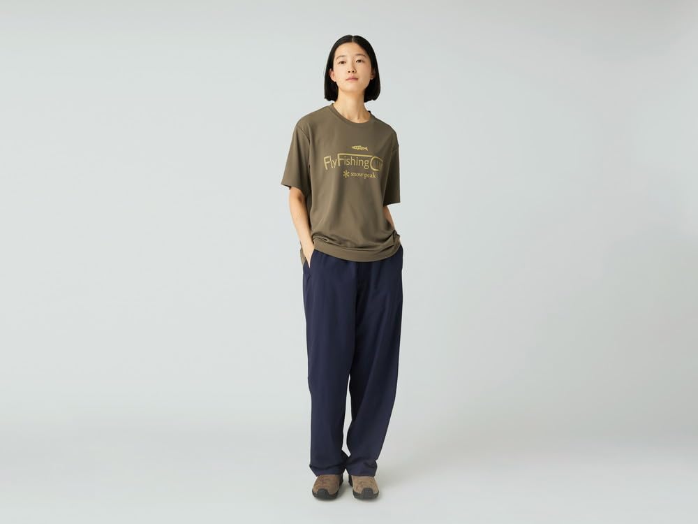 Snow Peak Flyfishing Club Graphic Short Sleeve T-Shirt SPF-TS-25AU902, Men's and Women's, Size M, GREIGE