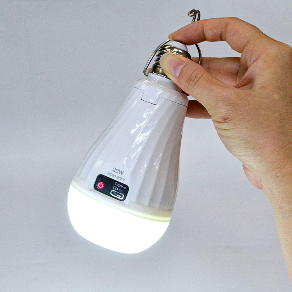 New E27 LED Rechargeable Bulb Light 20W 1200mAh Flicker-Free Night Light Portable Emergency Bulb Power Failure Emergency