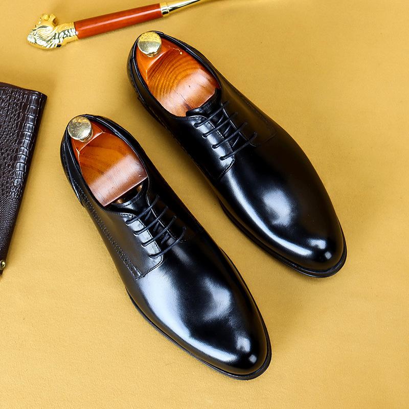 

Британские мужские деловые кожаные туфли на шнуровке, первый слой коровьей кожи, импортная торговля, большие размеры, официальная мужская обувь 43 чёрный