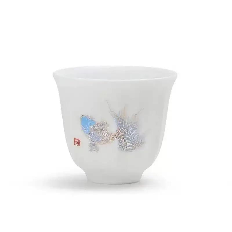 Ceramic Whiteware Tea Cup Set Kung Fu Ceramic Teacup Individual Cup Master Cup Teacup Small Ceramic Teacups