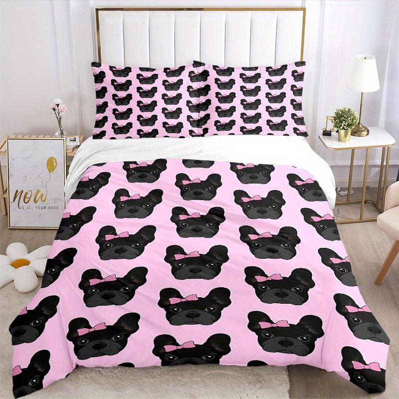 Set Biancheria da Letto per Bulldog Francese 3 Pezzi, Traspirante e Morbido, Adatto a Tutte le Stagioni, Ideale per Uso Domestico, Adatto per Arredamento Camera da Letto 21108