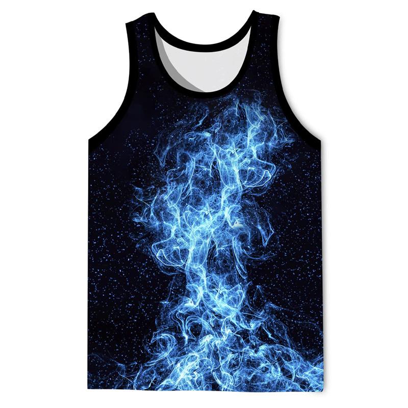 Buntes Rauch 3D-Druck Tanktop Für Männer Sommer Lässig Ärmelloses T-Shirt Bunte Grafik-Tops Street Locker Schnelltrocknendes Weste