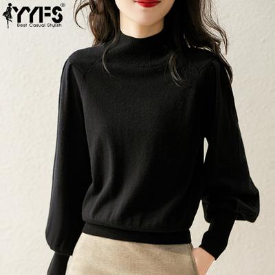 Maglioni mezzo dolcevita a maniche lunghe autunno inverno con stampa tinta unita casual alla moda da donna