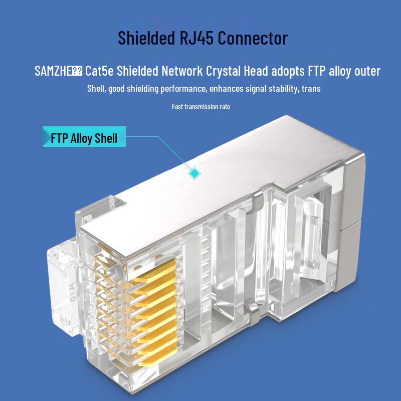 Shanze Cat5e Shielded RJ45 Gold-Plated Ethernet Connectors (100-Pack)