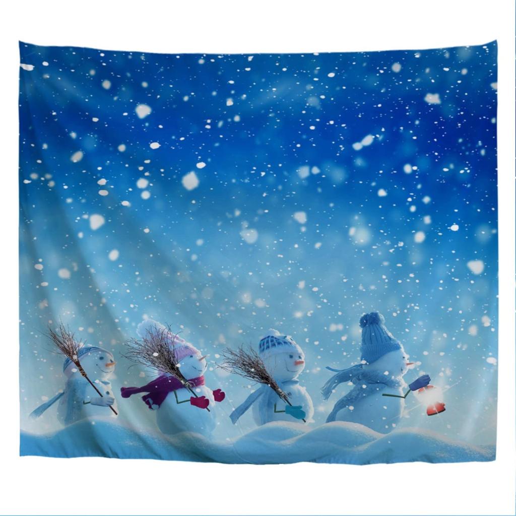 Christmas Themed Cute Snowman Printed Pattern Tapestry Home Living Room Bedroom Dormitory Wall Decoration Tapestry
