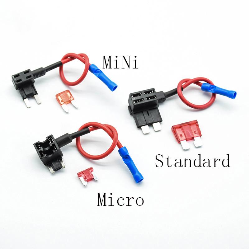 1PC 12V SMALL MEDIUM Car Fuse Add-a-circuit TAP Adapter Micro/Mini/Standard ATM APM Blade Auto Fuse Holder with 10A Blade Fuse Fuse Holders1