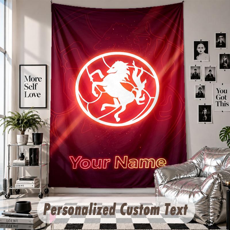 Wall Hanging Tapestry With Custom Name & Text, FC Twente Decorative Tapestry For Bedroom