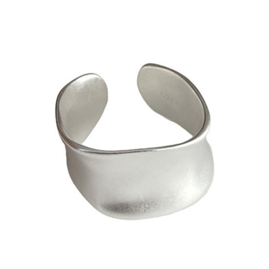 Simple Silver Band Ring Adjustable Open Ring Minimalist Handmade Wide Band Ring Couple Jewelry for Men Women
