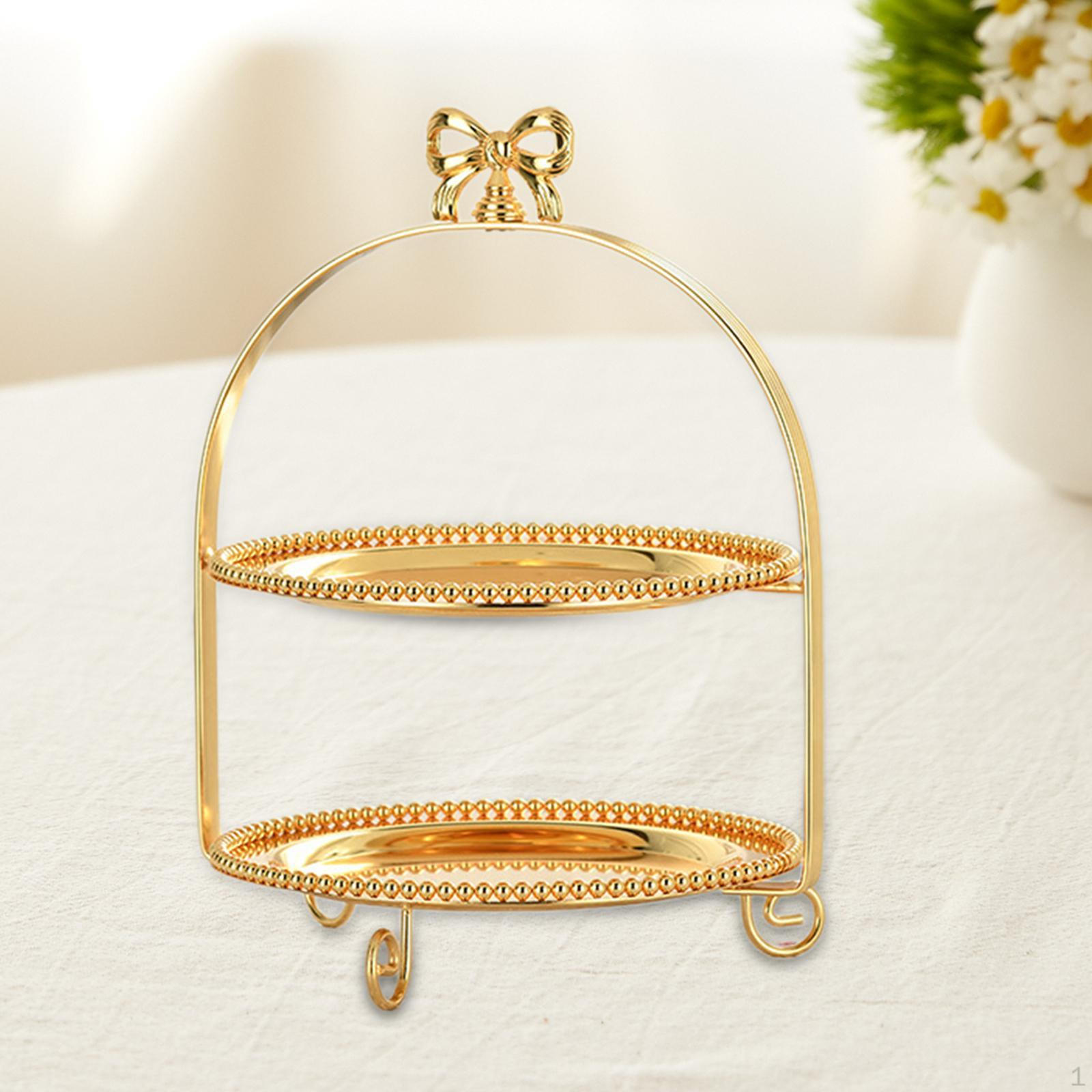 

Підставка для торта для елегантних чаювань Gold Double Layer