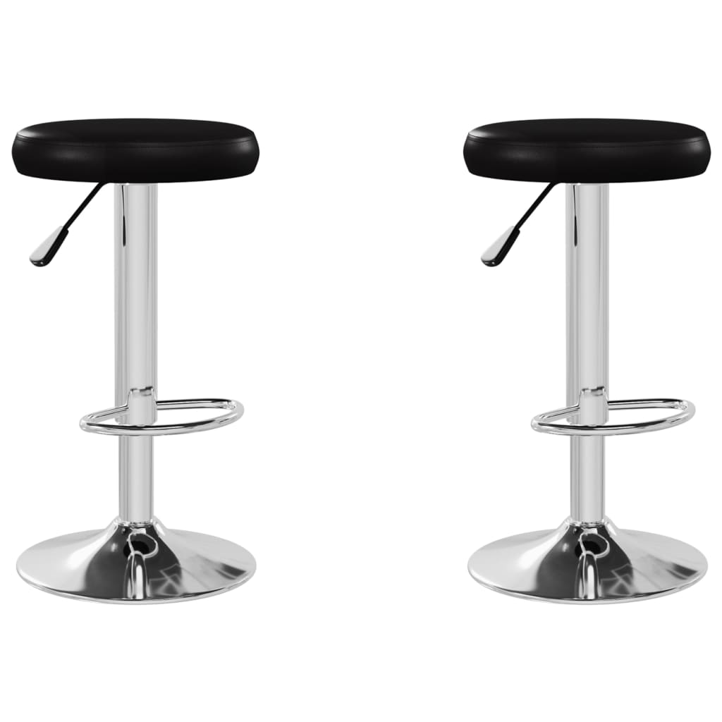 Vidaxl Bar Stools, 2 Pcs, Black, Faux Leather