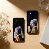 Meisje met de Parel Oorbellen Vermeer Telefoonhoesje Zwart Siliconen Zacht Voor Samsung Galaxy A73,A72,A71,A70,A53,A52,A51