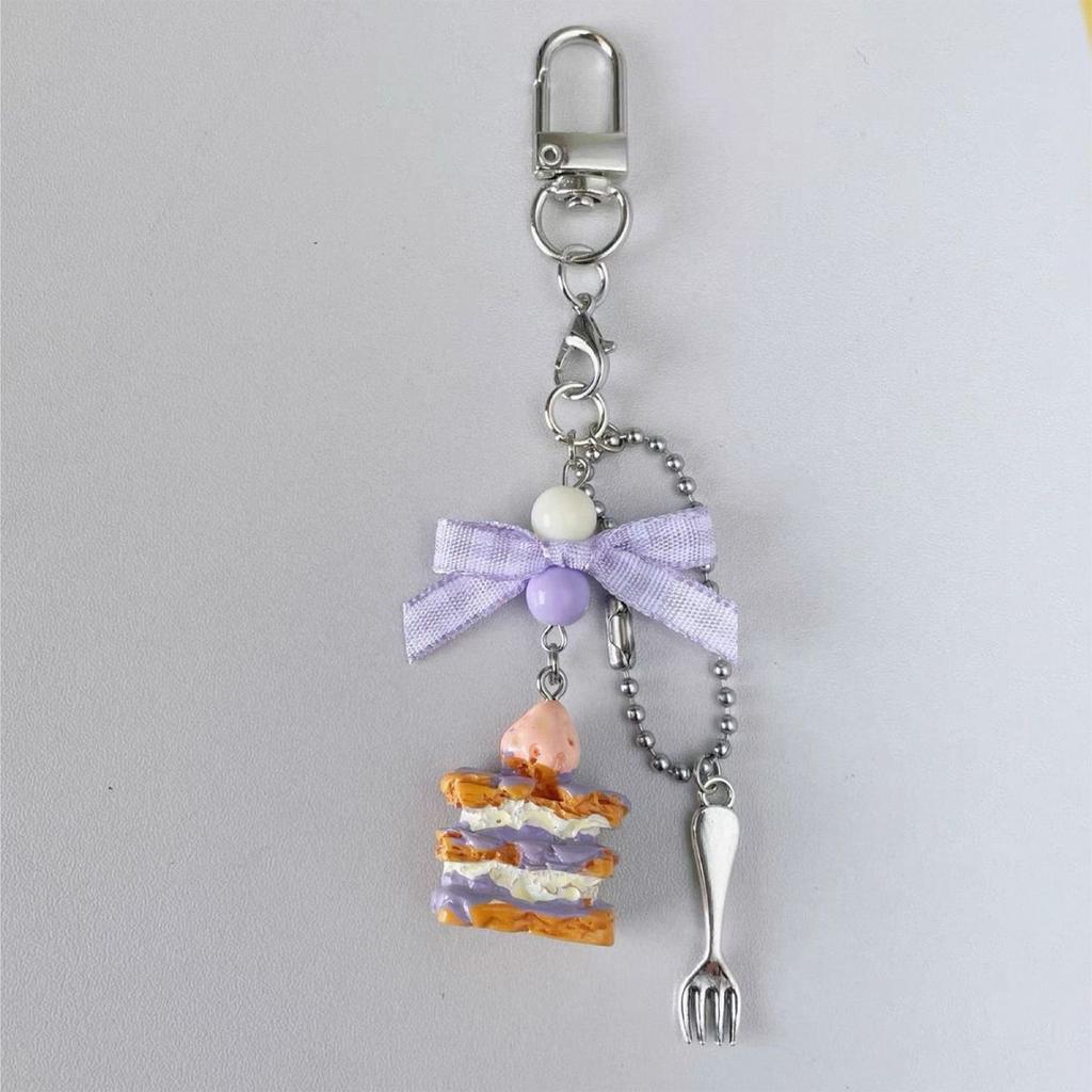 Creative Taro Purple Cream Napoleon Phone Keychain Handmade Beaded Accessory for Women Gift Ideas