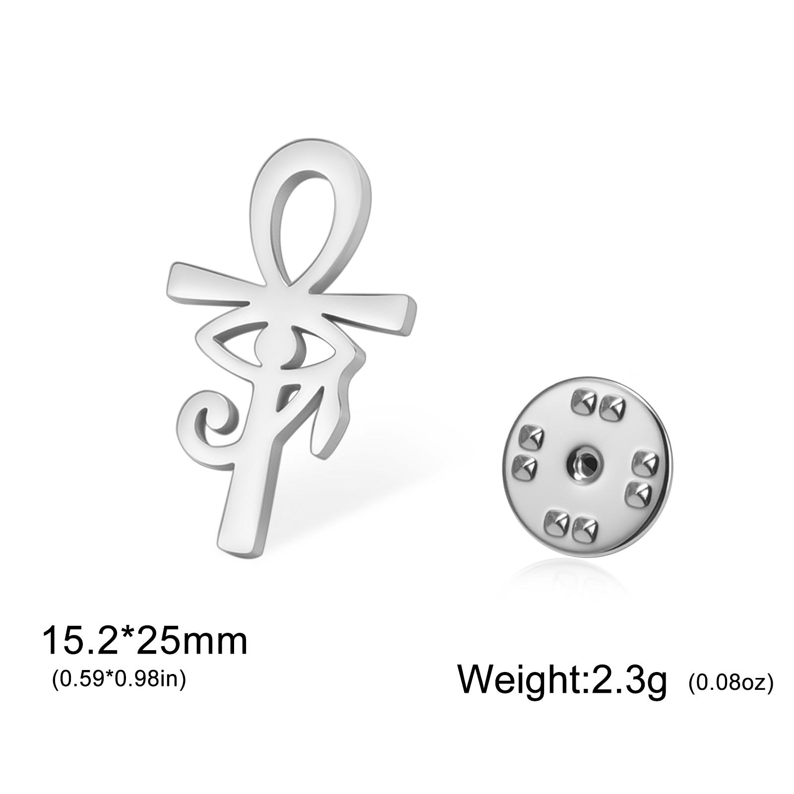 

Teamer Egypt Eye Of Ra Ankh Cross Brooch Women Man Stainless Steel Gold Color Badge Egyptian Protection Wedjat Eye Jewelry Gift