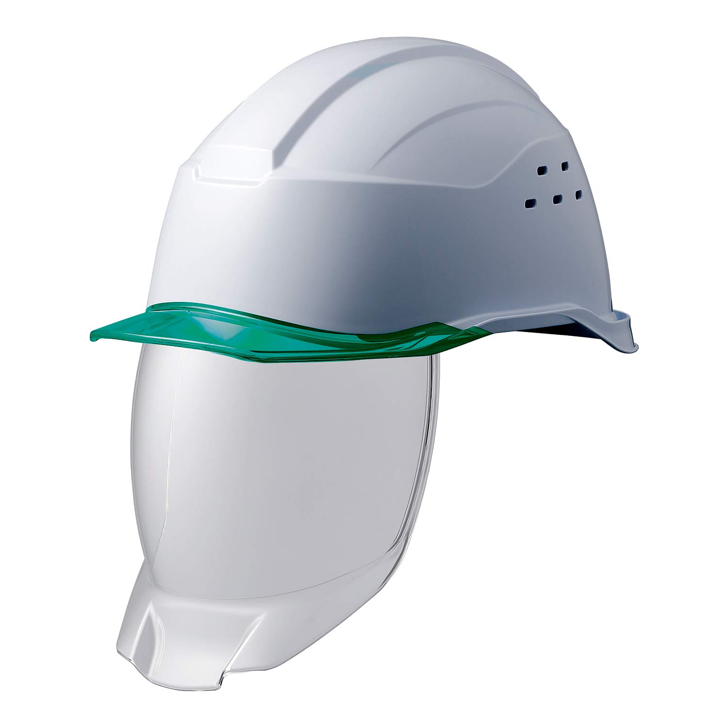 

Midori Anzen Samurai 2 Work PC Shield with Ventilation Rain with Helmet, Holes, Guard, SC21PCLVS, RA3, KP, White/Green