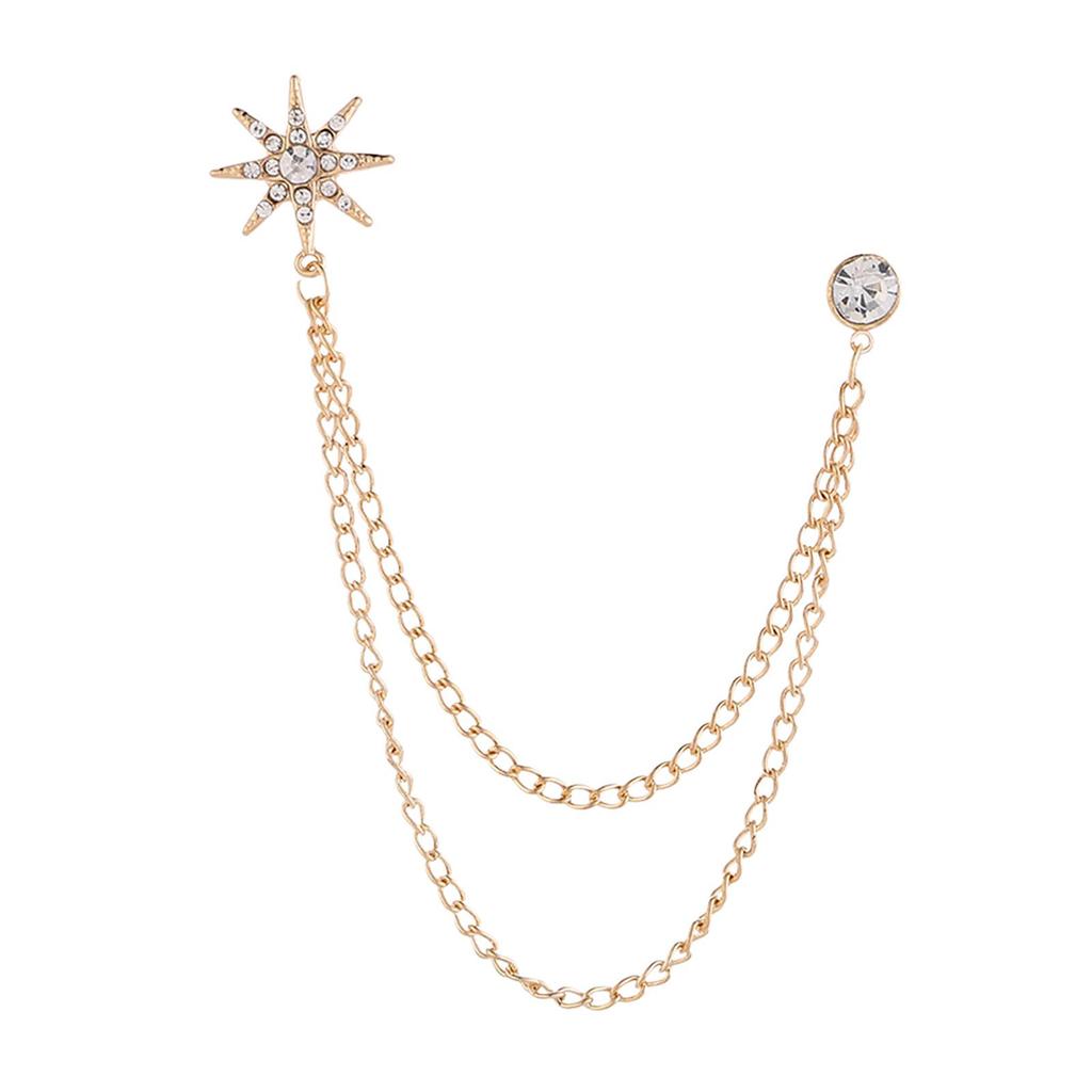 Snowflake Men's Brooch Hanging Chains Brooches ,Jewelry Accessories ,Fashionable Pin Lapel