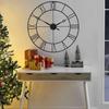 30 Inch Large Wall Clock Modern Oversized Roman Numeral Decorative Black Metal Wall Clock for Living Room Decor House Warming G
