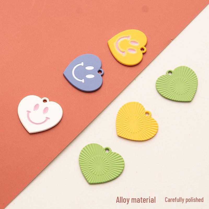 Alloy Heart & Smiley Face Pendant Necklace, Bracelet & Keychain Charm