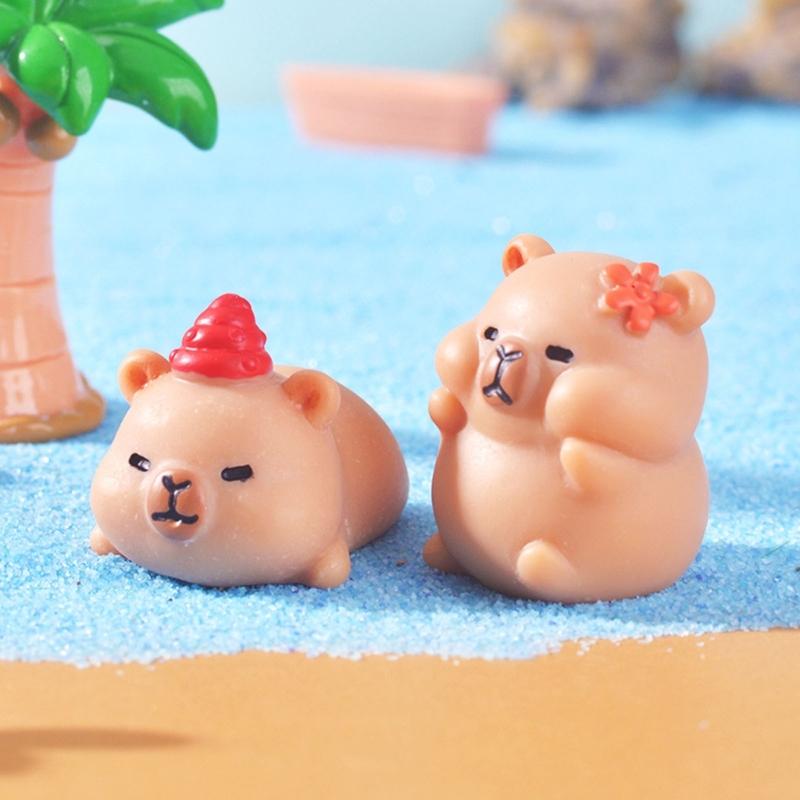 Mini Capybara Figurines Decors Waterproof Toy Playsets Miniature Doll Garden Figurines Cake Toppers Parties Favor
