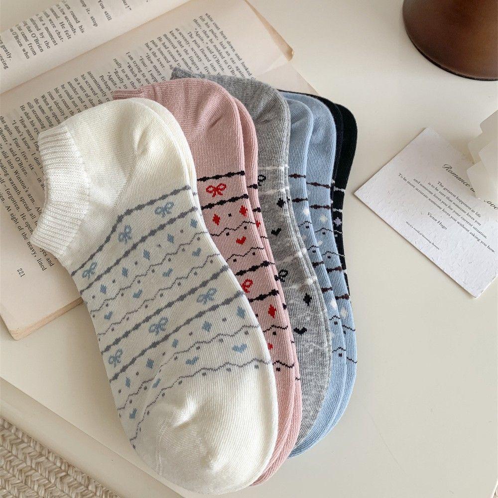 Floral Women's Spring & Summer Non-Slip Low-Cut Boat Socks – Thin, Breathable, Versatile Cotton