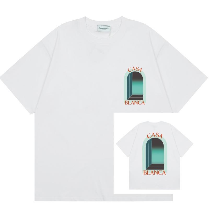 Grenzüberschreitend auf Lager exklusiv Casablanca Doppelgaze reine Baumwolle Unisex T-Shirt Hip-Hop lässig Kurzarm locker Rundhals