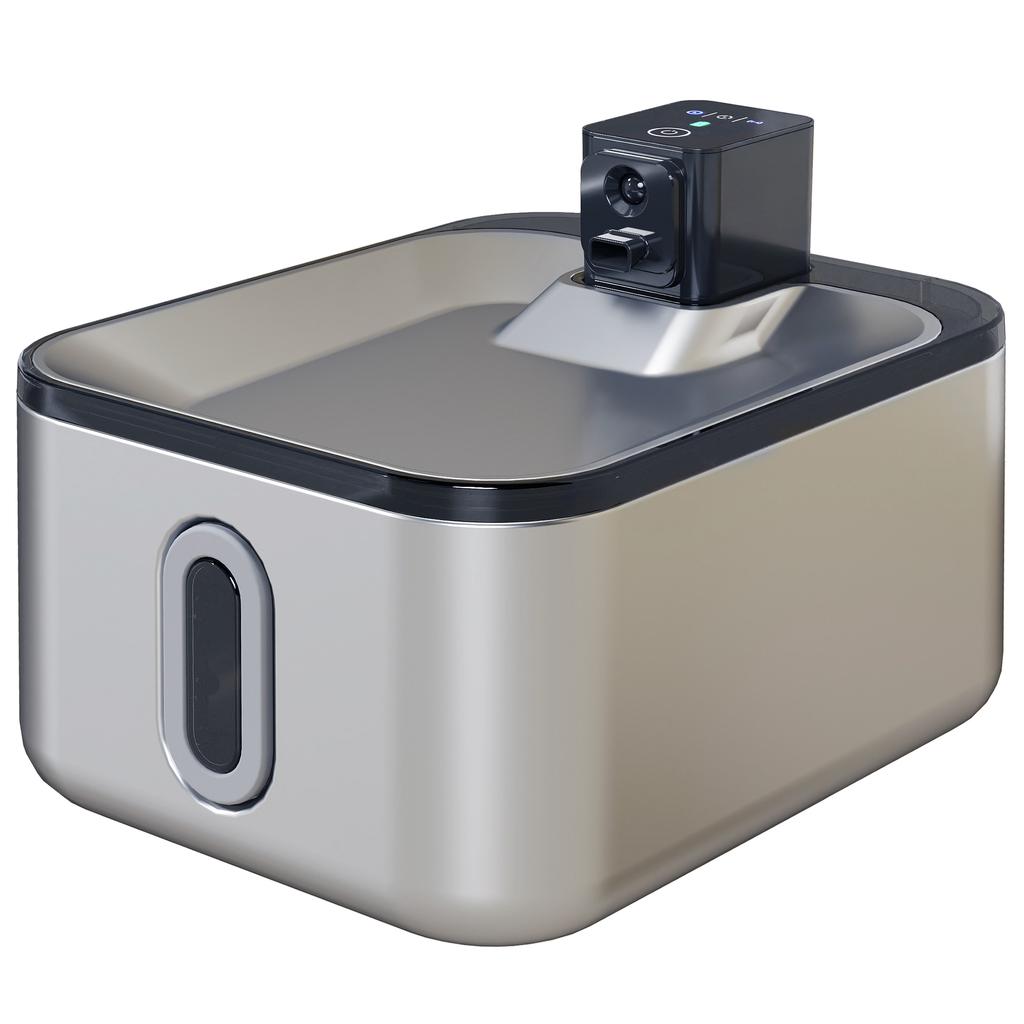 Automatic Stainless Steel Cat Water Fountain 5L, Silent, 3-Stage Cat Water Dispenser Filter USB Charger, Silver