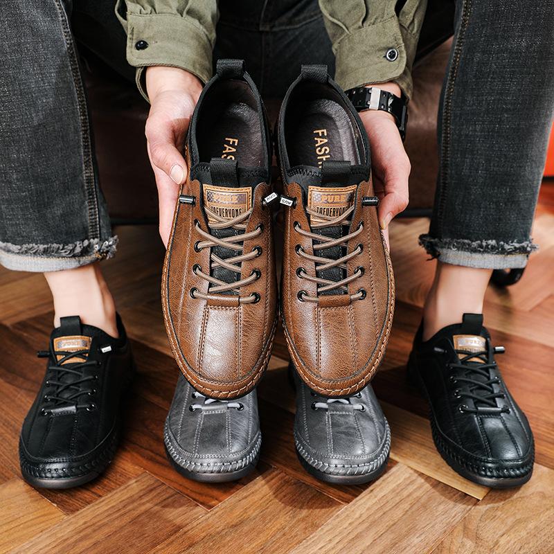 Fashion Spring Summer Autumn Breathable Men's Beef Tendon Shoes Male Casual Foot Cover Soft Leather Youth Business Shoes Loafers for Men