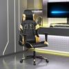 Gaming Chair with Massage Function Black & Gold Faux Leather