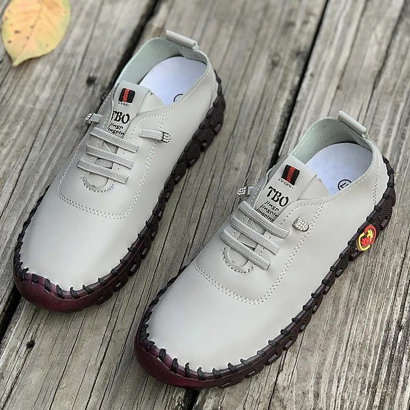 Sneakers Women Shoes Loafers Lace Up Leather Flat New Spring 2025 Casual Comfortable Mom Shoe Work Mujer Zapatos Chaussure Femme