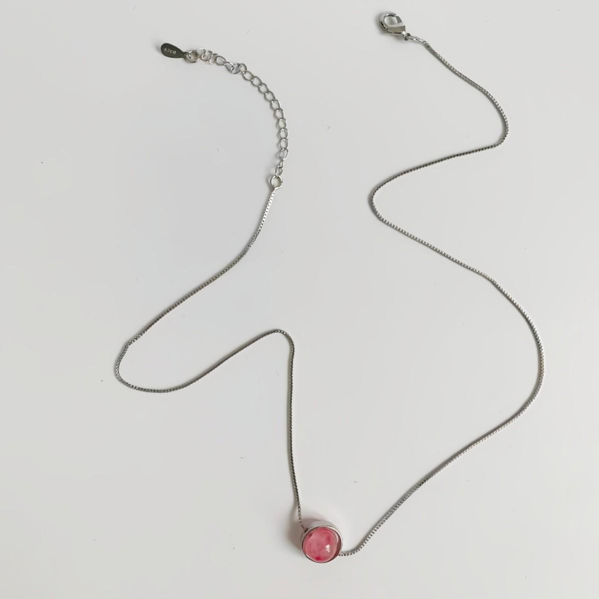 Korean Sweet Strawberry Crystal Pendant Necklace платиновый