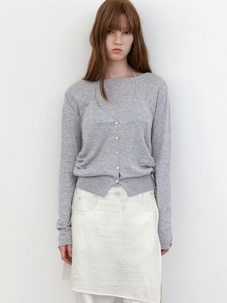 ATELIER NAIN Halter Vest Layerd Boat Neck Knit (T-7189)
