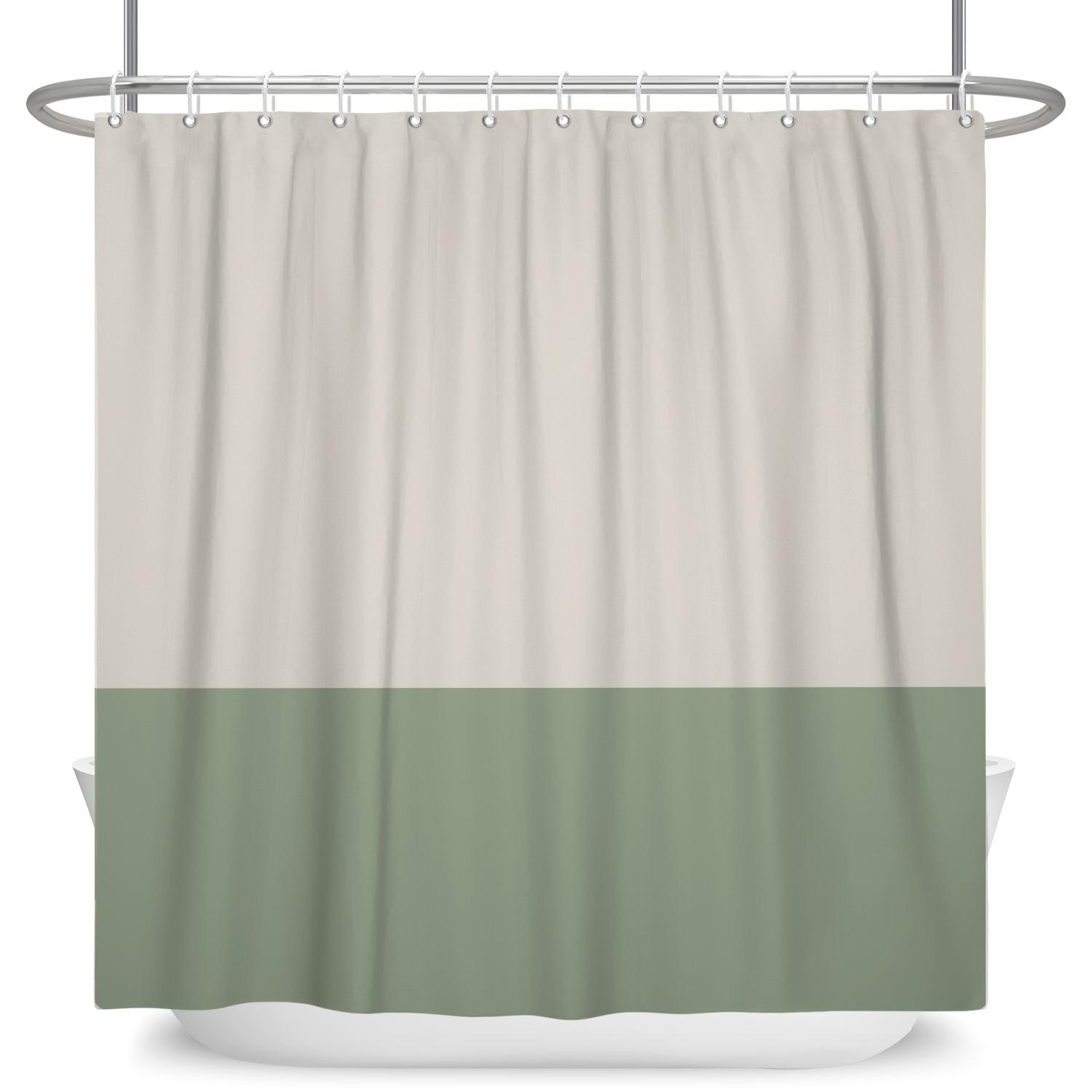 

Minimalist Shower Curtain Neutral Two Tone Color Block Waterproof Bath Curtain For Bathroom Decor Polyester Fabric With Hooks W60H190(CM)-1 Pcs