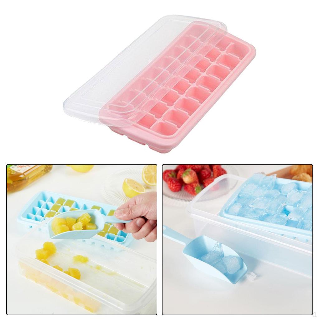 Ice Cube Tray Press Trays for Freezer Chocolate Chilled Drinks Juice 24 Grids pink