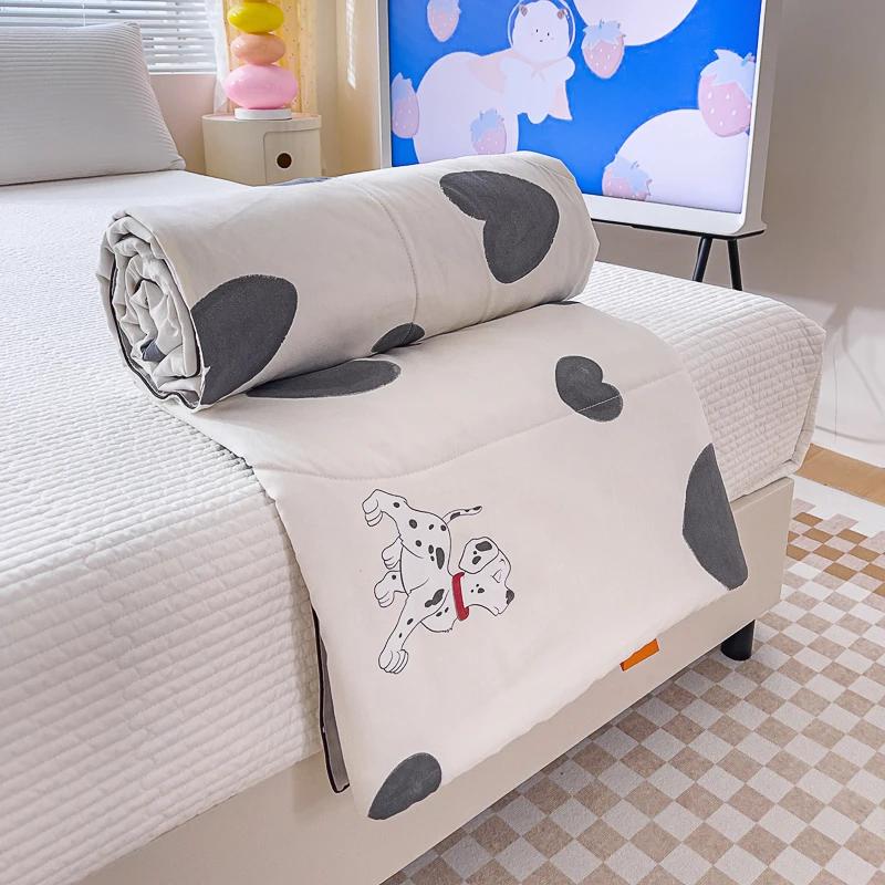 

Cute Cartoon Dog Comforter Soft Love Heart Print Quilt for Girl Teen Room Decor 1 Piece Air Conditioning Thin Duvet 1 Pc 150x200cm Quilt