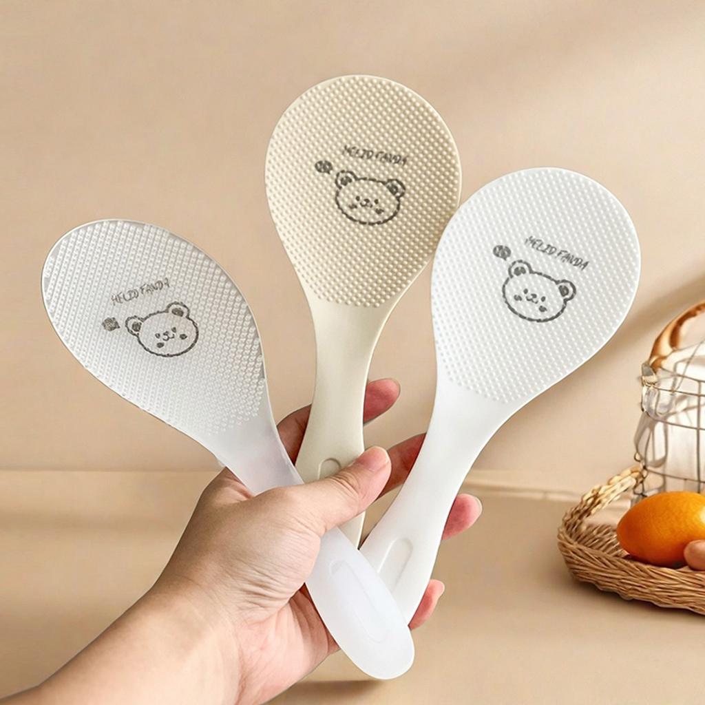 Cute Non Stick Plastic Rice Spoon With Holder Heat-resistant Spoon For Rice Cooker Durable Rice Shovel Kitchen Utensil