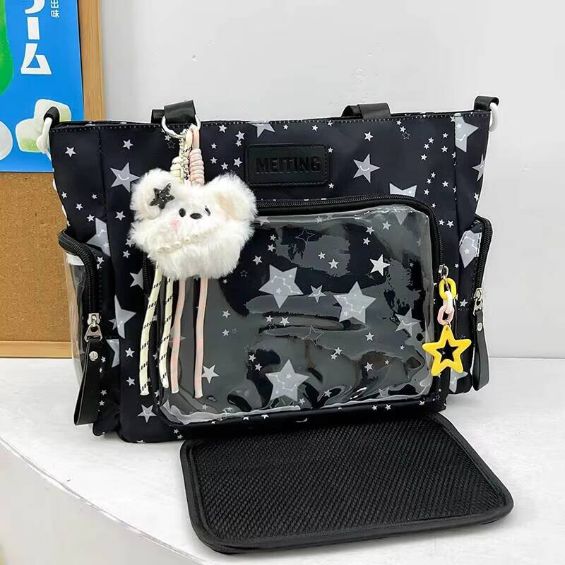 New Y2K Cute Star Comic Ita Bag Women's Fashion Shoulder Bags Lolita Girl Transparent Tote Bag DIY Display Crossbody Bag Handbag