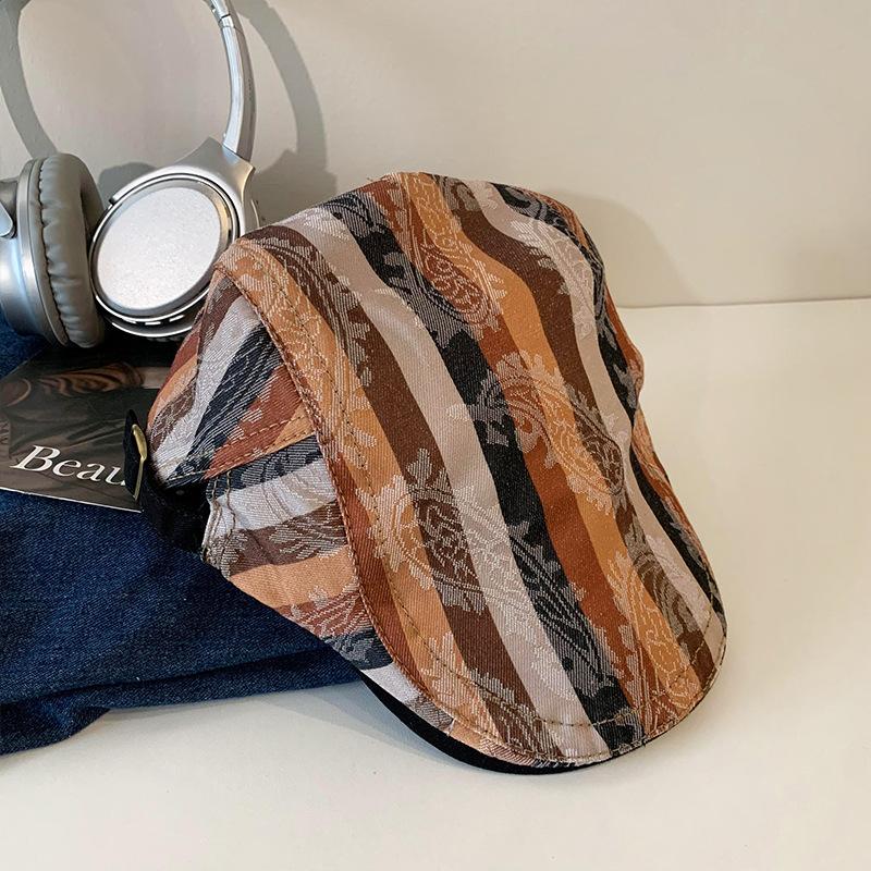 Dopamine Retro Plaid Forward Hat Women's Spring and Autumn Models, Big Head Circumference, Wearing a Beret To Show Their Face, Small Newsboy Hat Tide