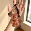 Yogodlns Adorable PU Leather Bear Keychain with Heart Bag Pendant Cute and Funny Purse Charm Relaxing Accessory Keychain