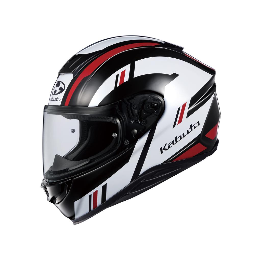 OGK KABUTO AEROBLADE6 DYNA Motorcycle and Red Full-Face Helmet, Black, White, (Size XXL)