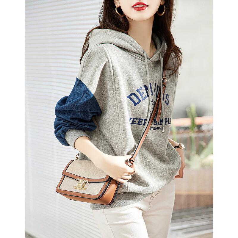 Demana Women s Letter Print Drop Shoulder Hoodie L
