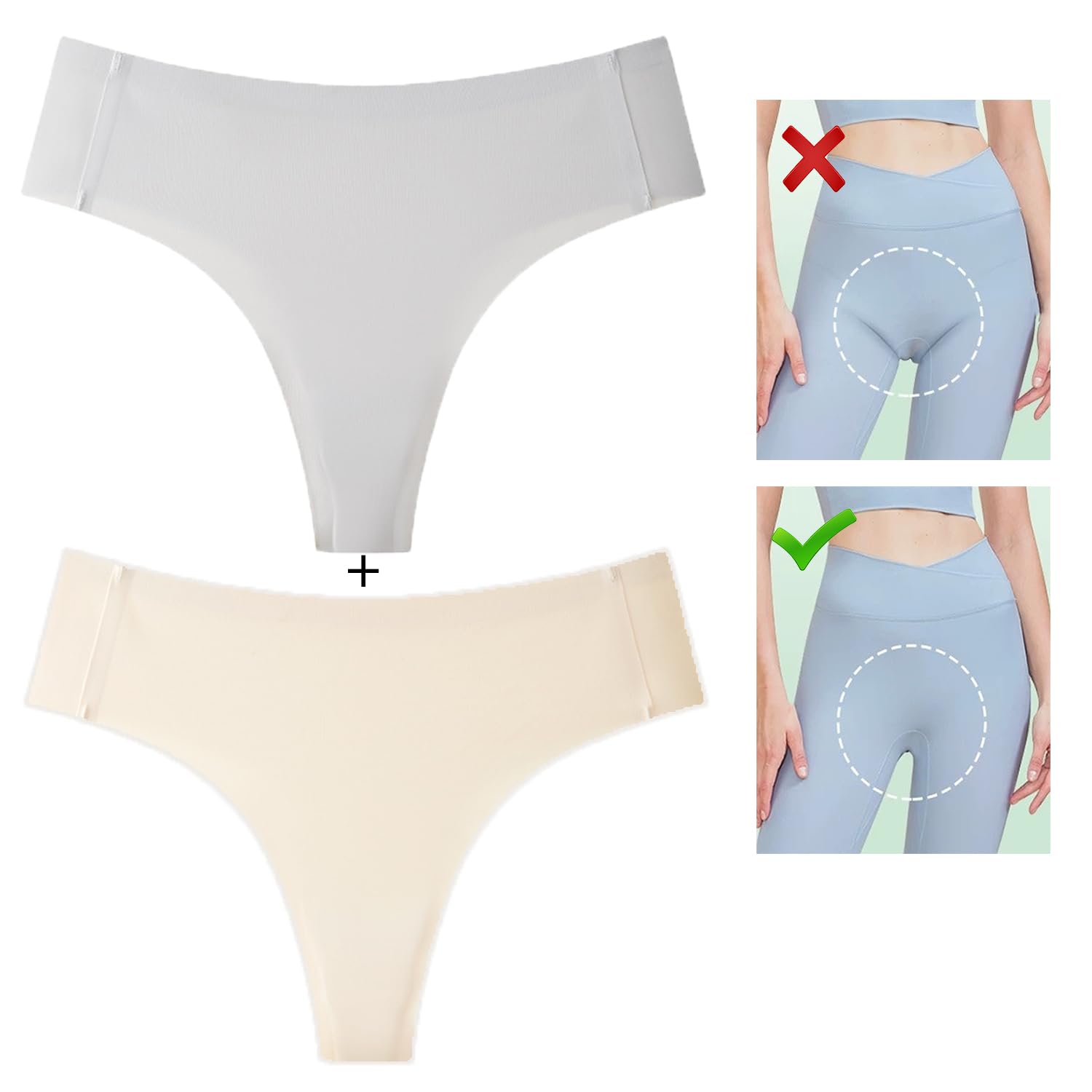 

Бесшовные трусики для йоги Yartar с антибактериальной ластовицей 7A и непрозрачные для занятий в зале и нижнего белья, телесного цвета, размер, женские Т-образные (Набор 2) Устойчив к запахам