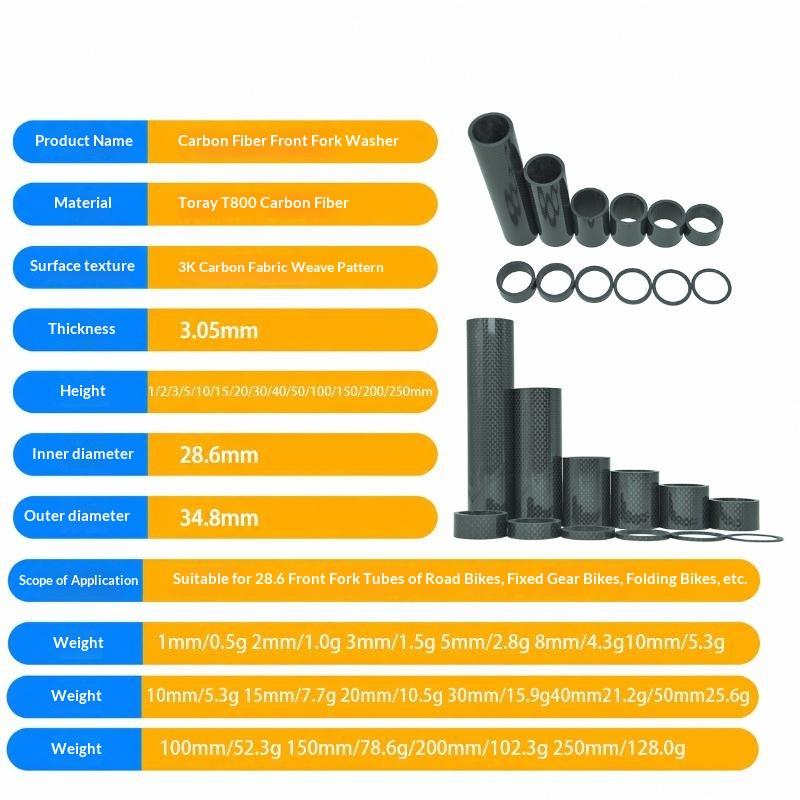 1Pc Bicycle Carbon Fiber Washer 1-1/8" Stem Washer Spacer 28.6Mm Mountain Bike Front Fork 1-150Mm Road Bike Accessories