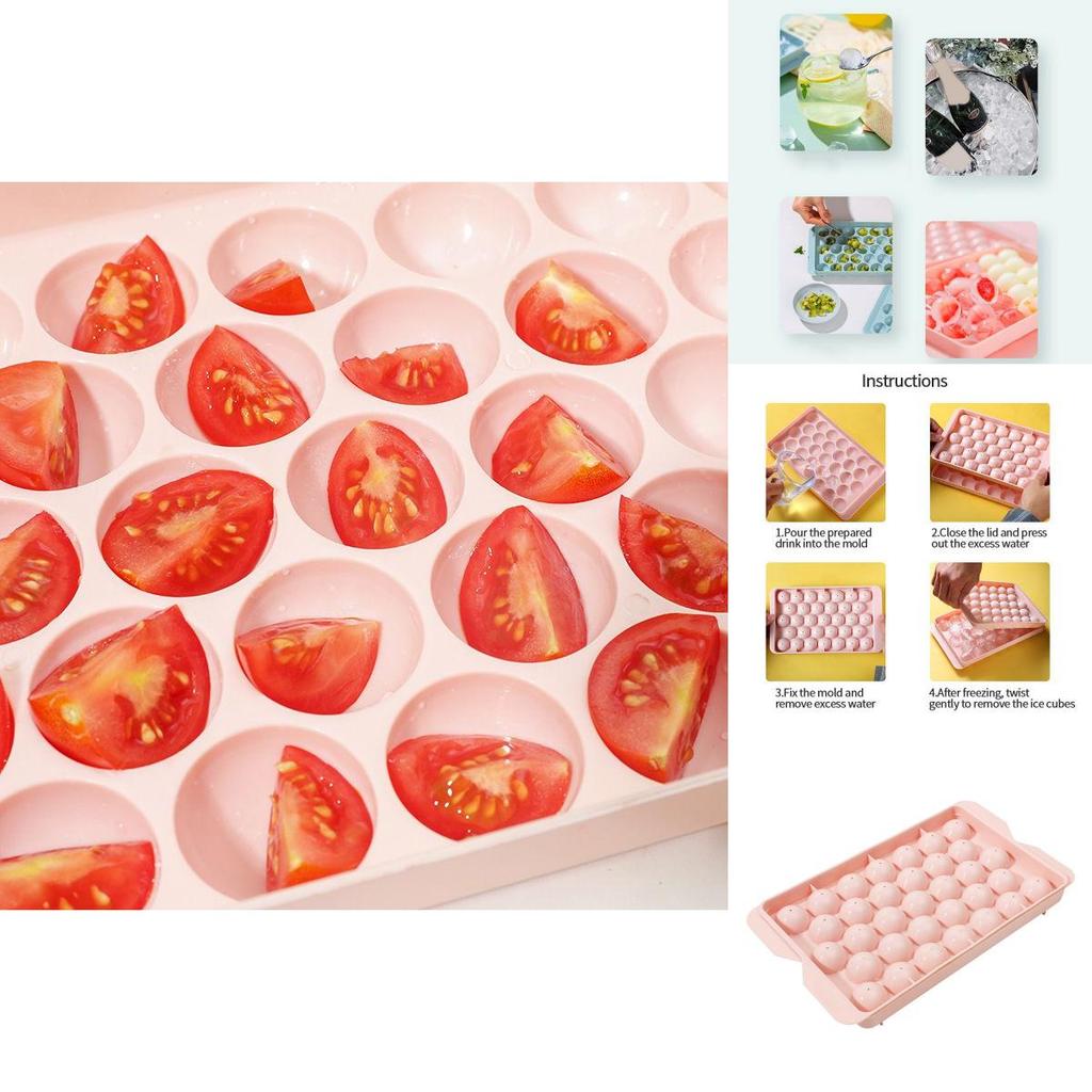 Convenient Round Ice Tray With Lid Non-stick Plastic Mold For Perfect Ice Shapes