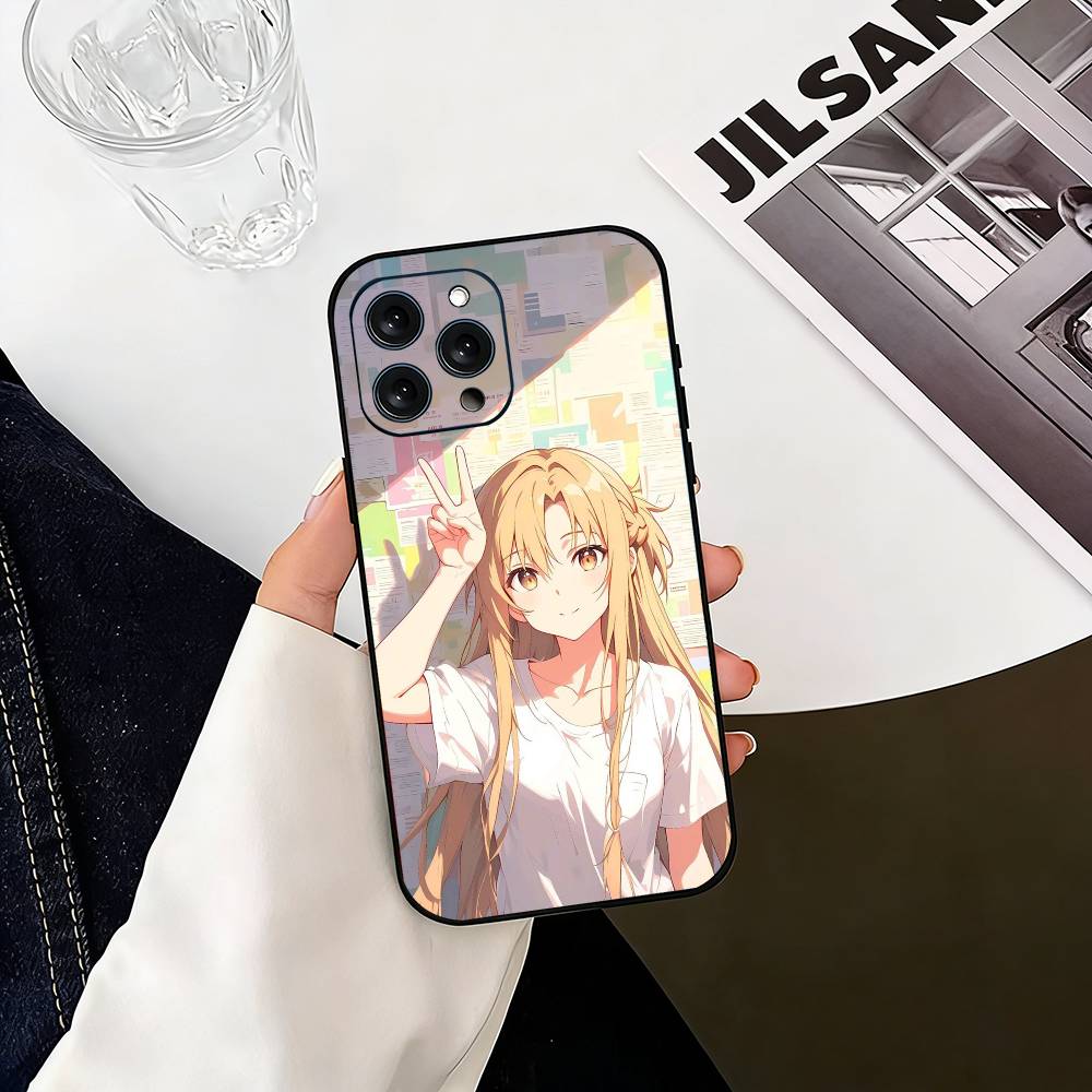 

Asuna Yuuki Anime Phone Case For iPhone 17,16,15,14,13,12,11 Plus,Pro Max,XS,Soft Silicone Black Cover iPhone14