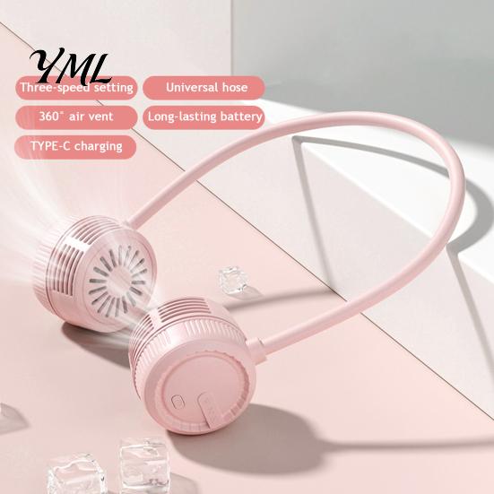 Outdoor Sports Cooling Device Portable Neck Fan, Hands Free Bladeless Fan with 3 Speed, USB Wearable for Travel Rechargeable Quiet Personal